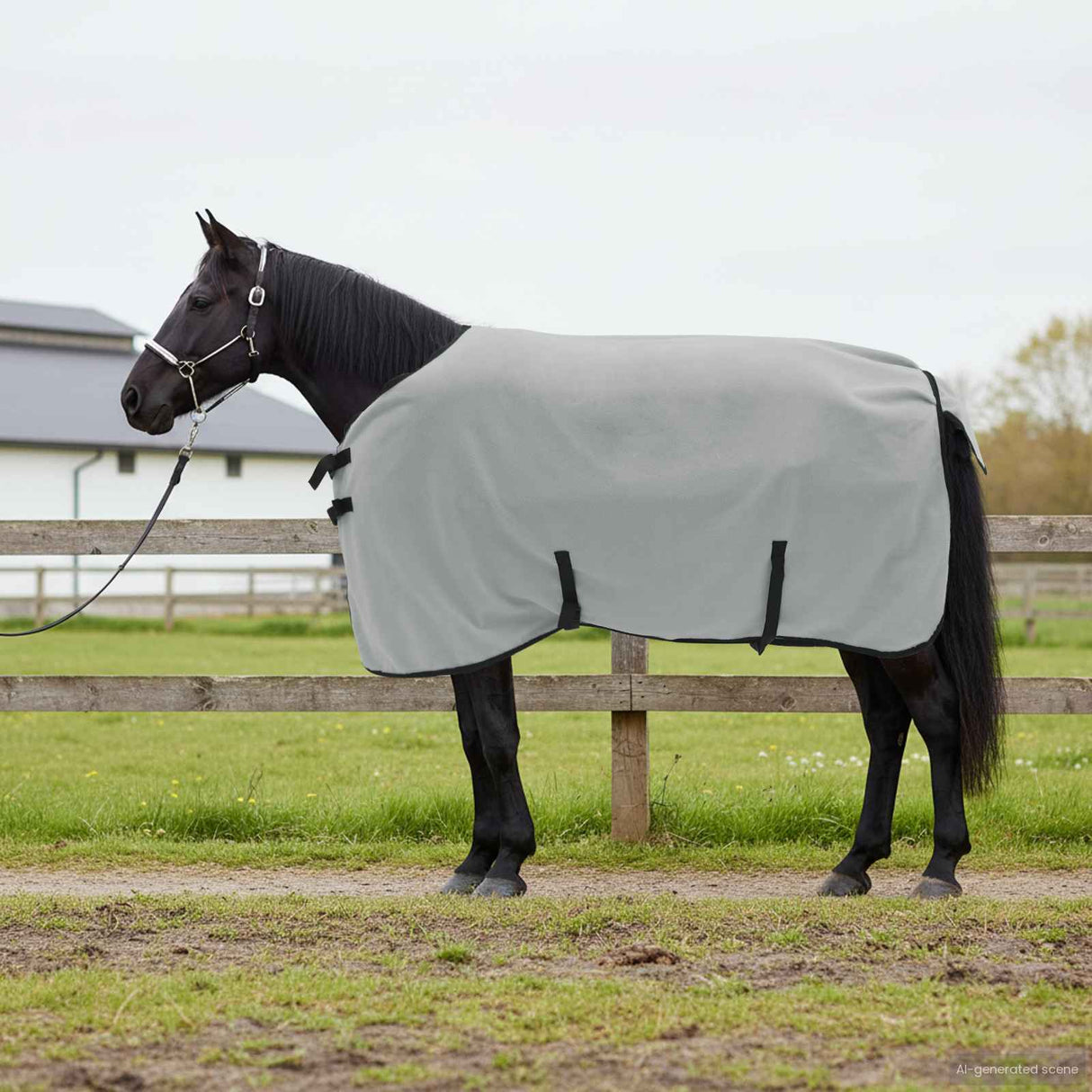 Vidaxl paardendeken volledig lichtgrijs en roze polyester