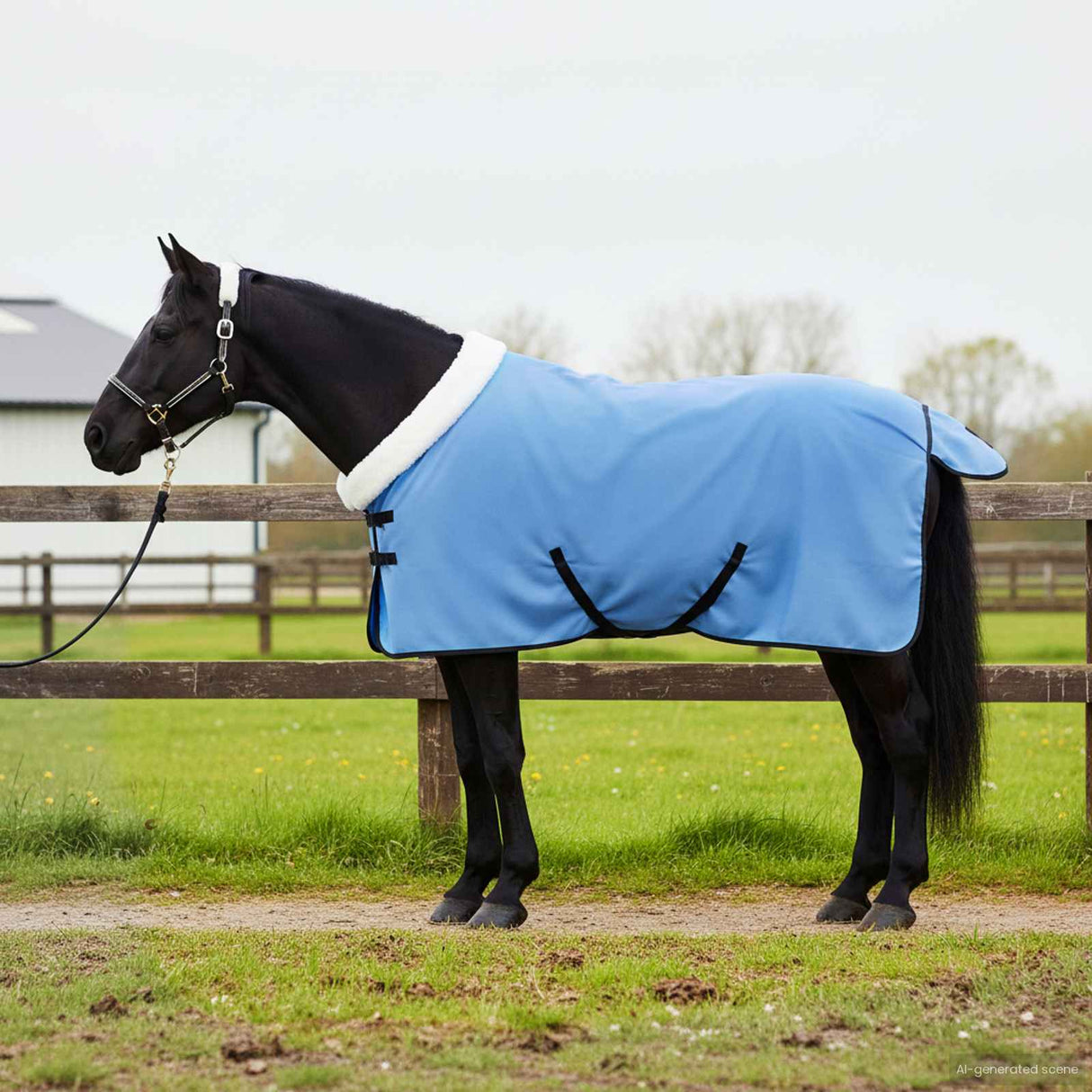 Vidaxl paardendeken volledige aqua 95 cm polar fleece