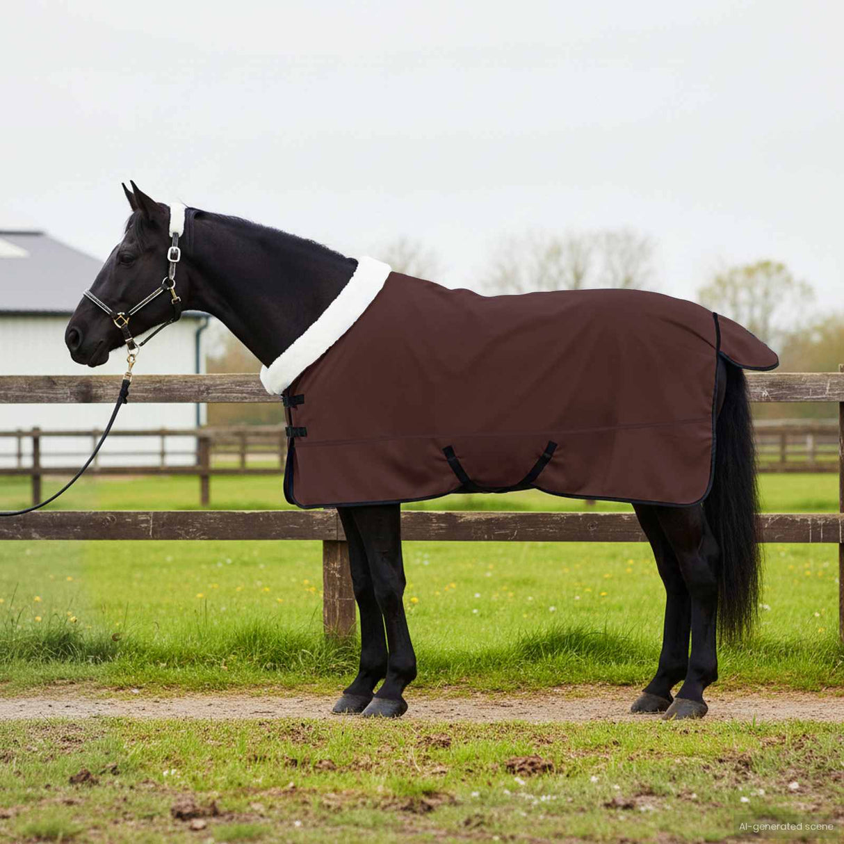 Vidaxl paardendeken volledig donkerbruin 145 cm polar fleece