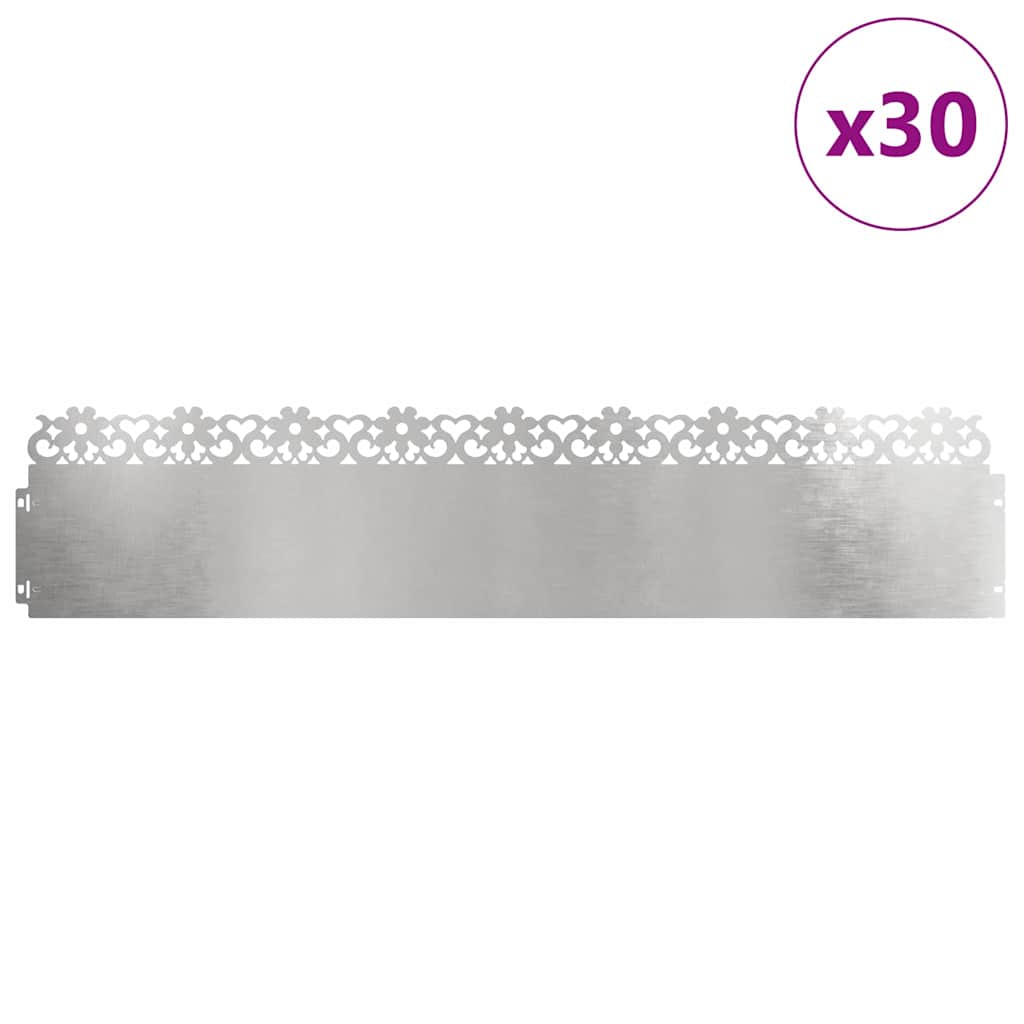 Vidaxl gazonranden 30 pcs zilver 103 x 0,05 x 22 cm roestvrij staal