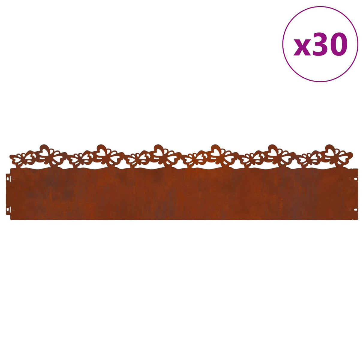 Vidaxl gazonranden 30 pcs roestig 103 x 0,05 x 22 cm cortenstaal