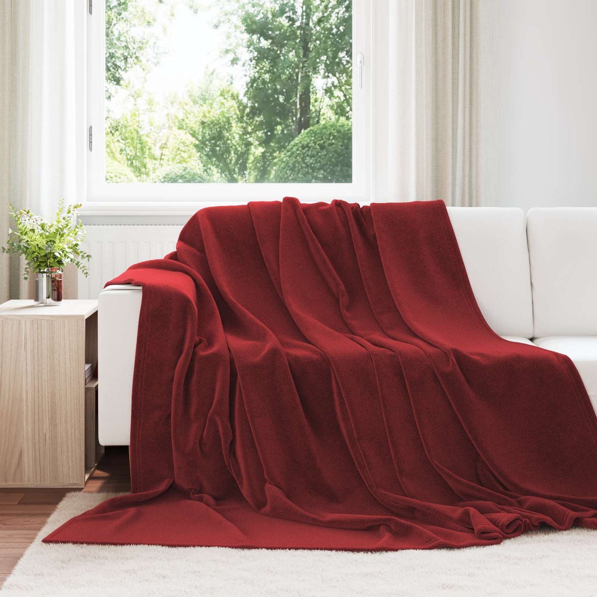 Vidaxl gooi deken bordeaux rood 220 x 240 cm fleece