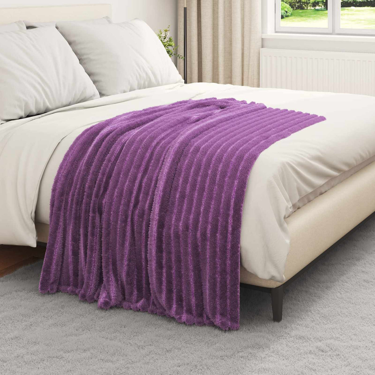 Vidaxl gooi deken paars 150 x 130 cm fleece