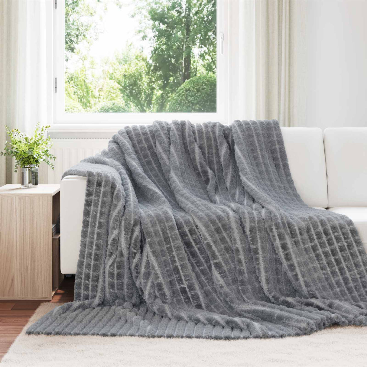 Vidaxl gooi deken donkergrijs 270 x 240 cm fleece