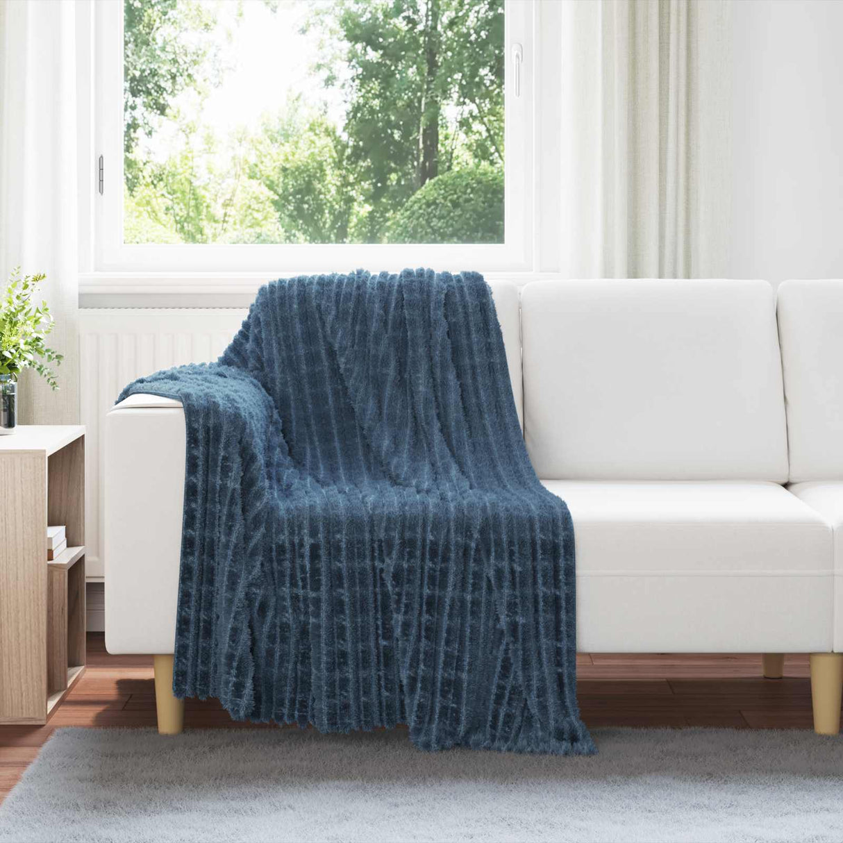 Vidaxl gooi deken marineblauw 150 x 130 cm fleece