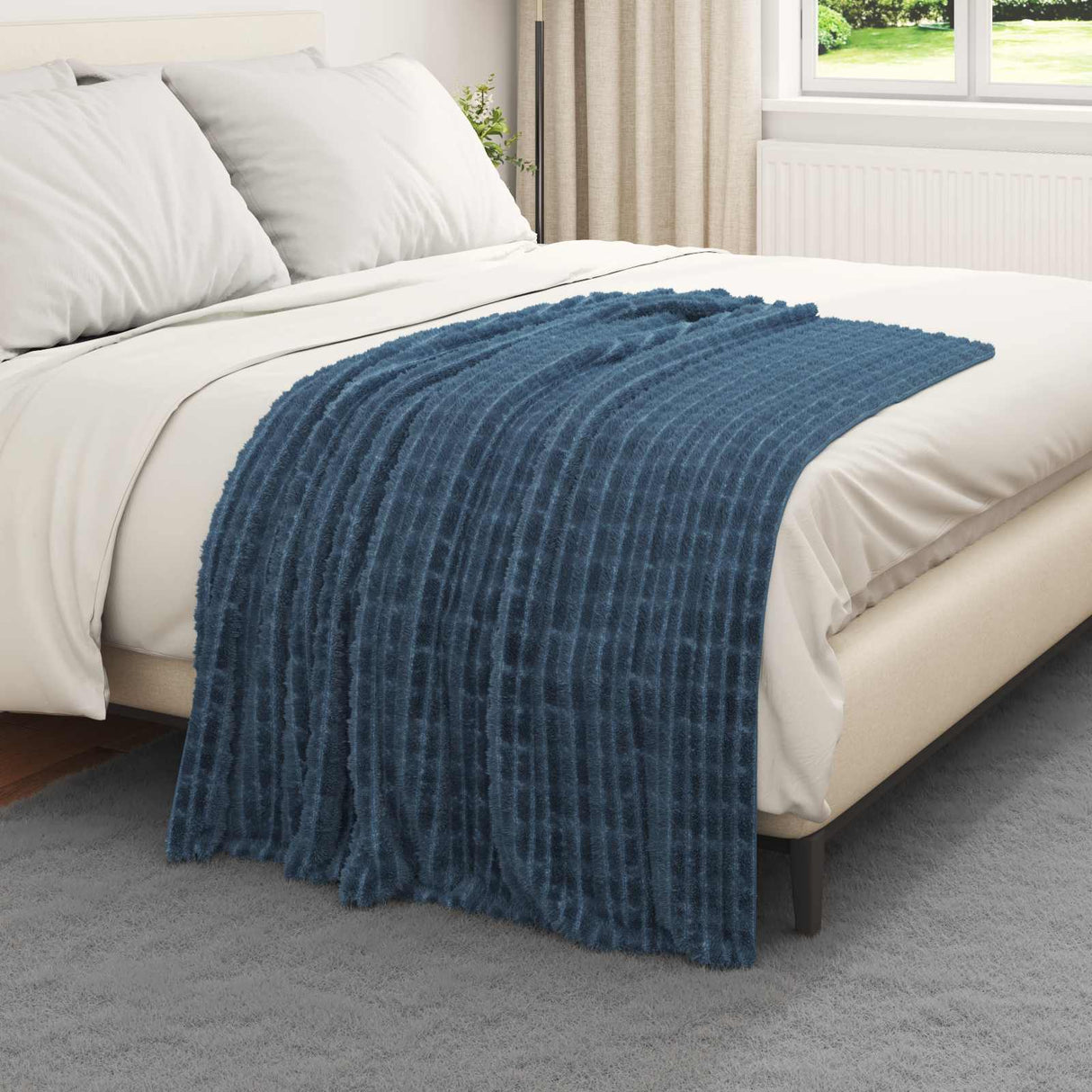 Vidaxl gooi deken marineblauw 150 x 130 cm fleece