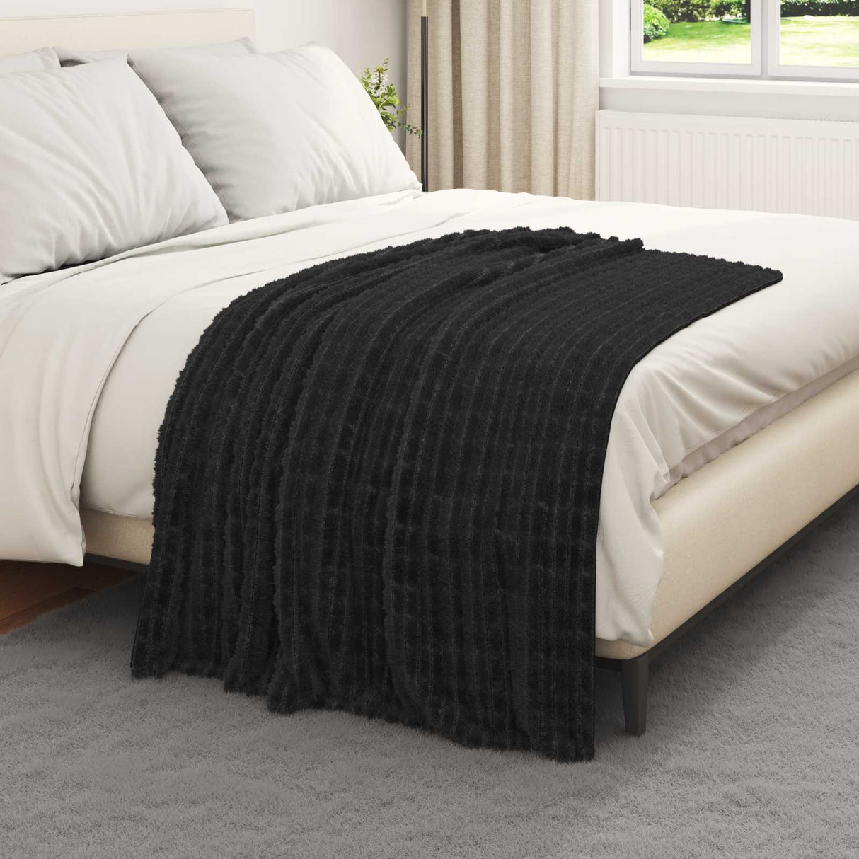 Vidaxl gooi deken zwart 150 x 130 cm fleece