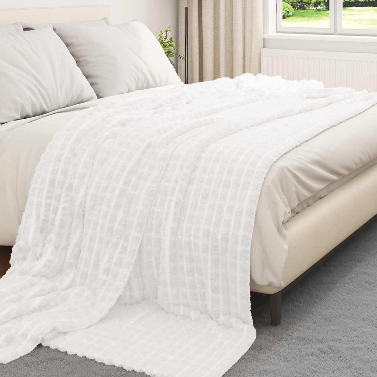 Vidaxl gooi deken wit 240 x 220 cm fleece
