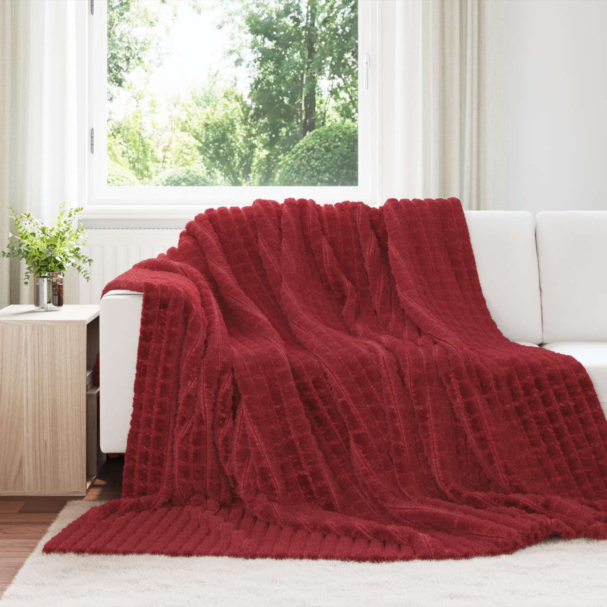 Vidaxl gooi deken bordeaux rood 270 x 240 cm fleece