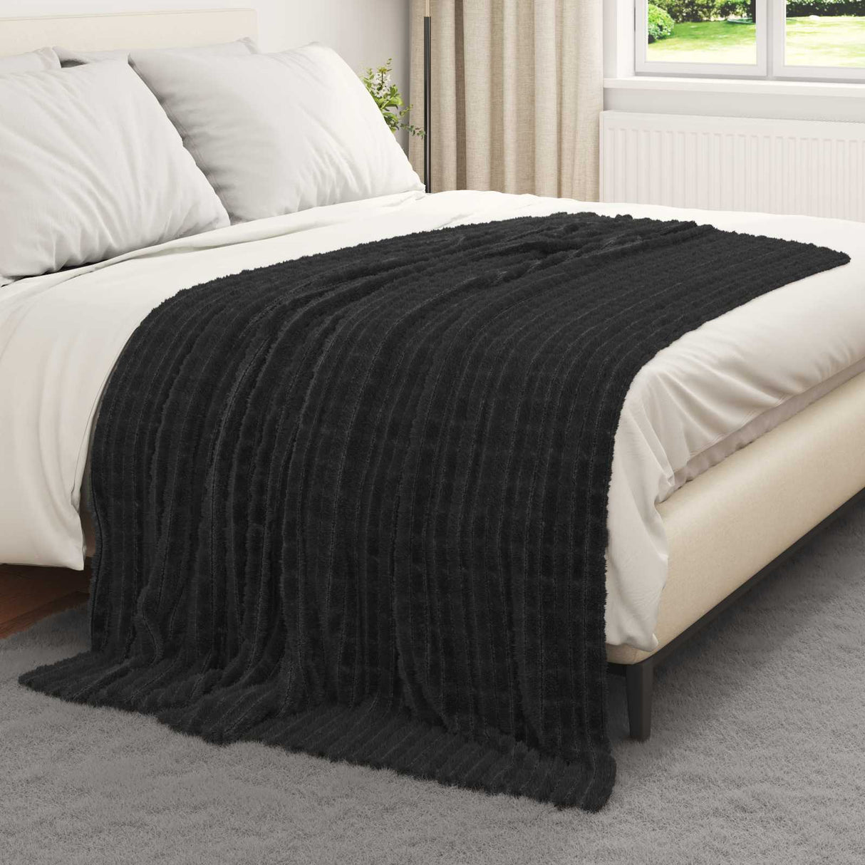 Vidaxl kleden 6 pcs zwart 200 x 150 cm fleece