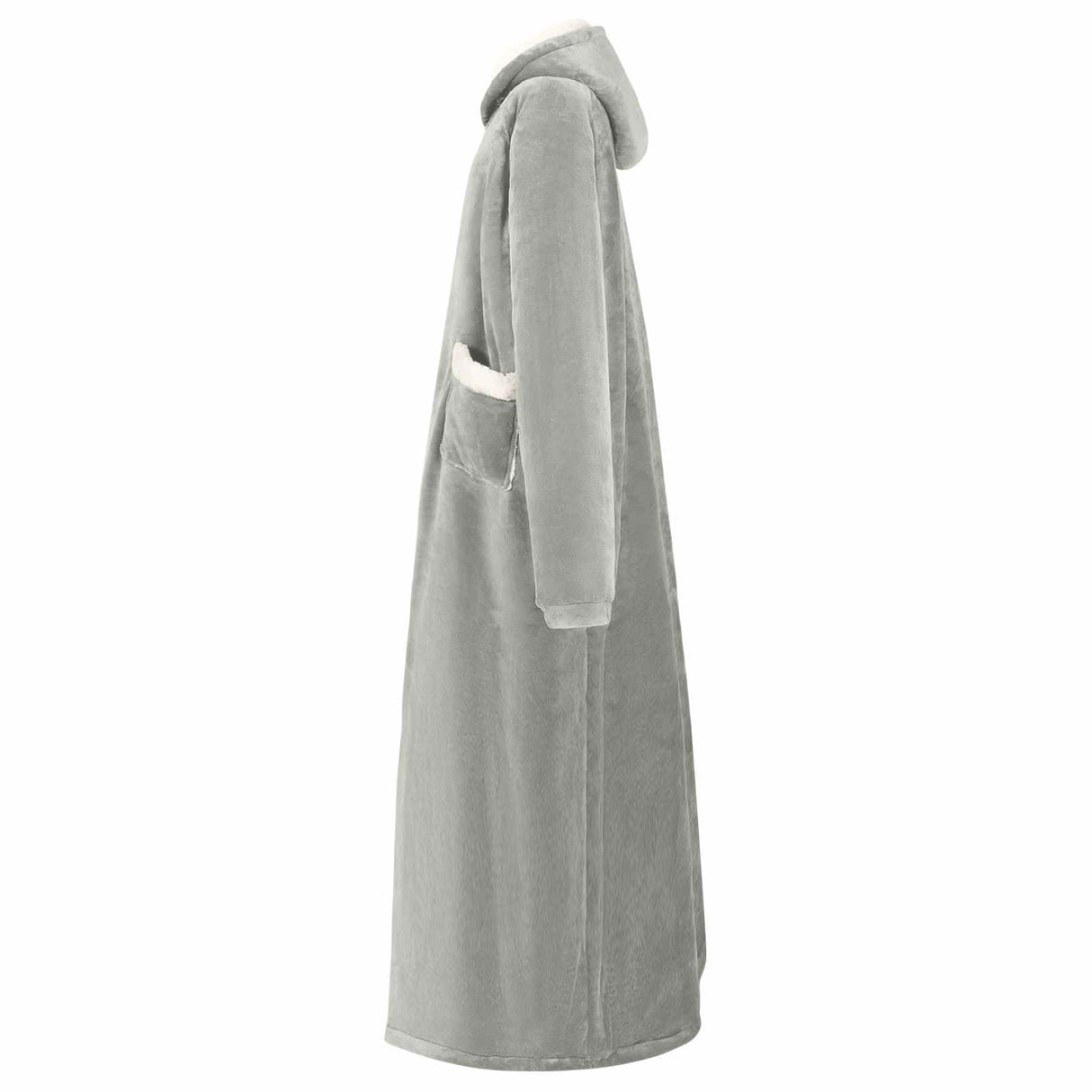 Vidaxl deken hoodie grijs l fleece en flanel