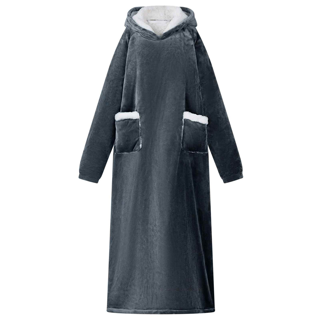 Vidaxl deken hoodie marineblauw l fleece en flanel