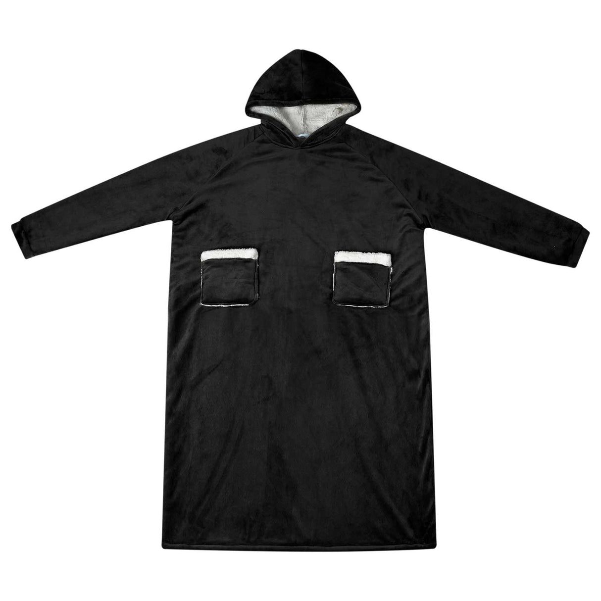 Vidaxl deken hoodie zwart m fleece en flanel