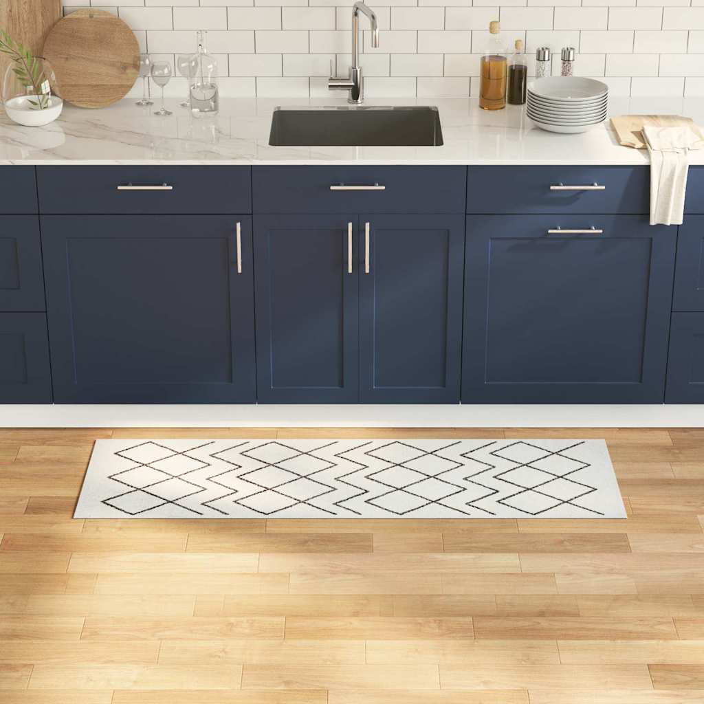 Vidaxl keuken vloerkleed wit 150 x 45 cm fluweel