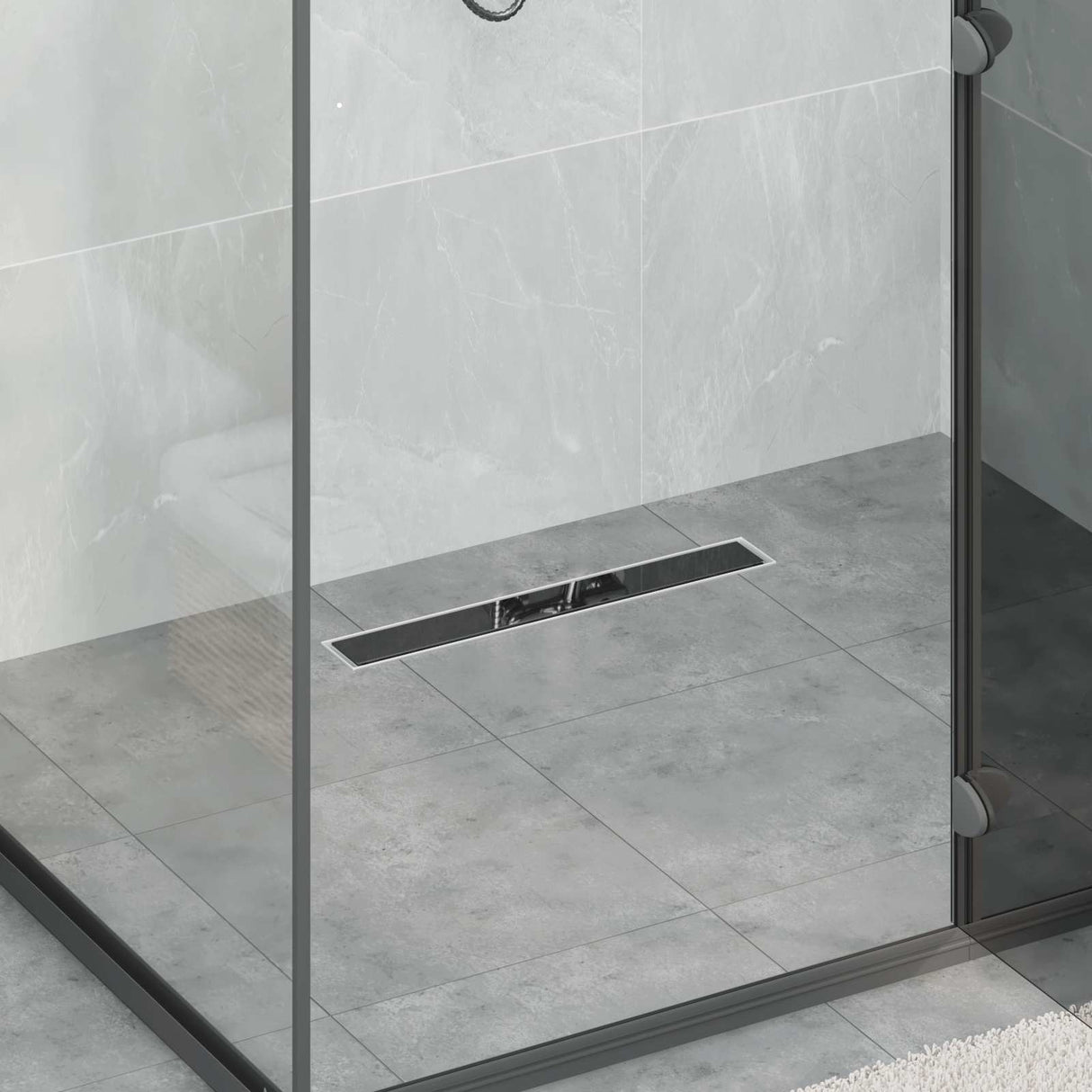 Vidaxl doucheafvoer glasdeksel met 360° sifon zwart 50 cm