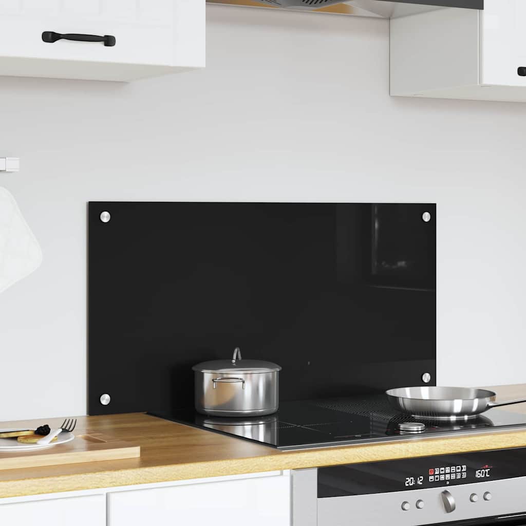 Vidaxl keuken achterwand zwart 80 x 40 cm gehard glas