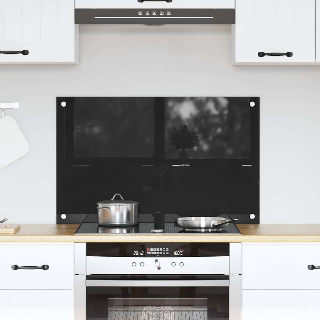 Vidaxl keuken achterwand zwart 80 x 50 cm gehard glas