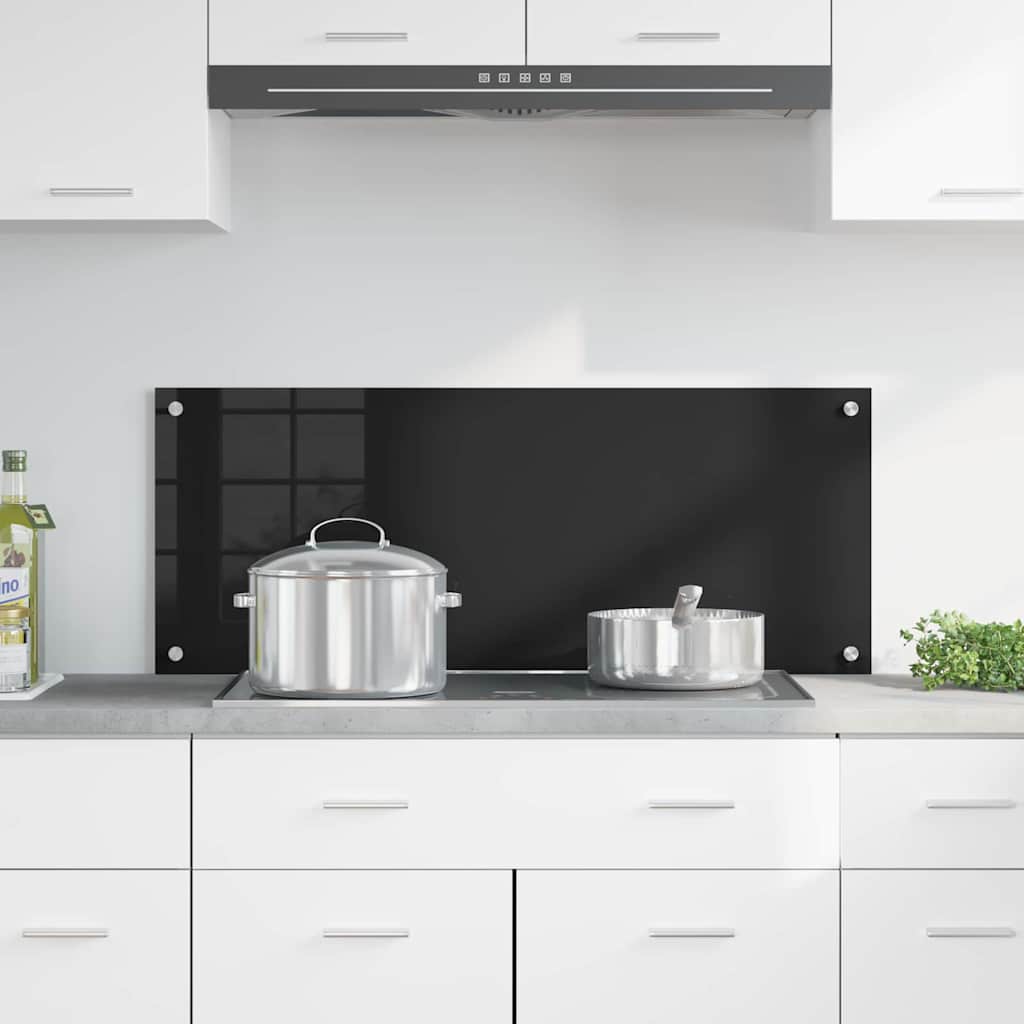 Vidaxl keuken achterwand zwart 100 x 40 cm gehard glas