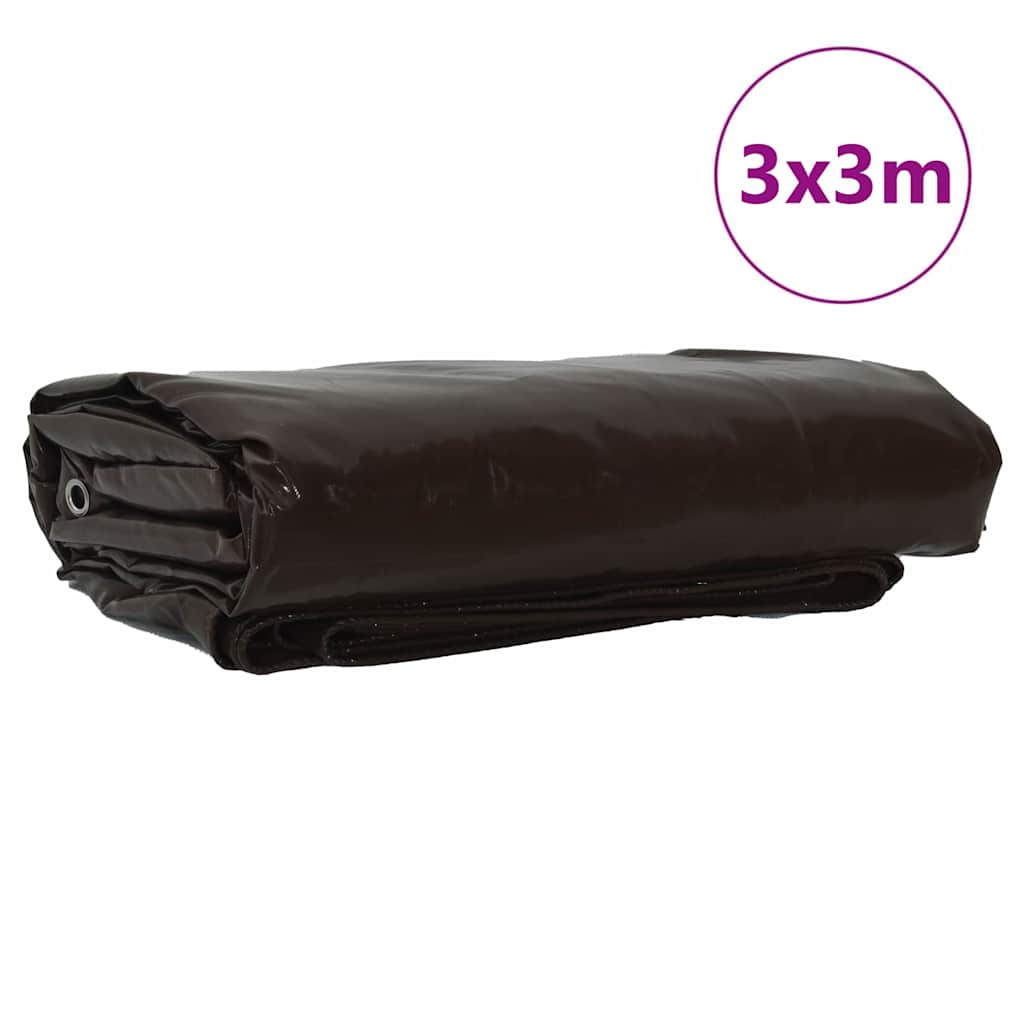 Vidaxl zeil 650g m² bruin 3 x 3 m canvas met pvc-coating