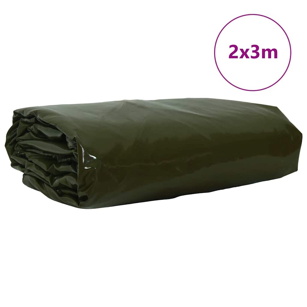 Vidaxl zeil 650g m² olijf groen 2 x 3 m canvas met pvc-coating