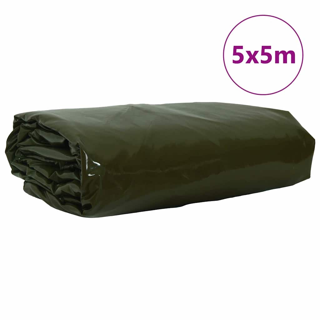 Vidaxl zeil 650g m² olijf groen 5 x 5 m canvas met pvc-coating