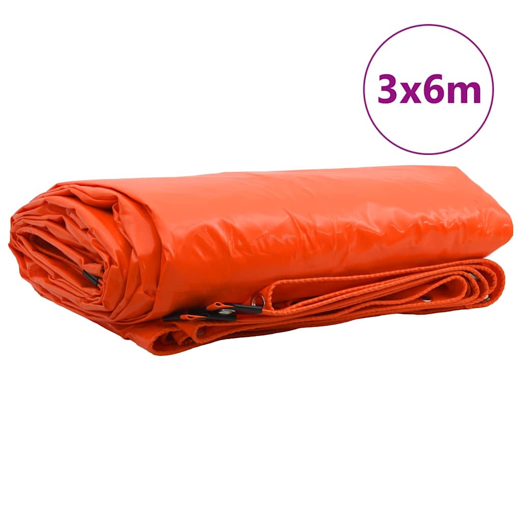 Vidaxl zeil 650g m² oranje 3 x 6 m canvas met pvc-coating