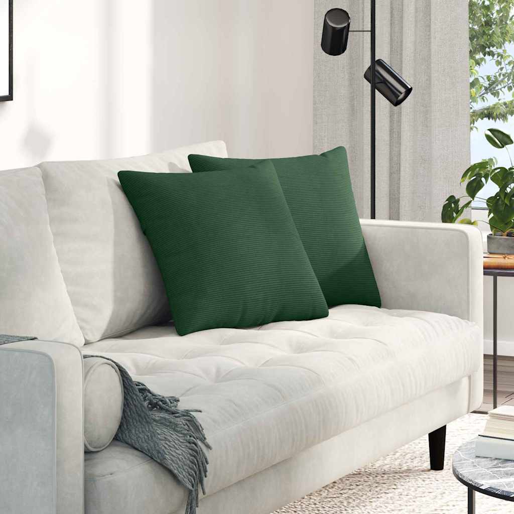 Vidaxl sofa kussens 2 stuks donkergroen 45 x 45 cm cordstof