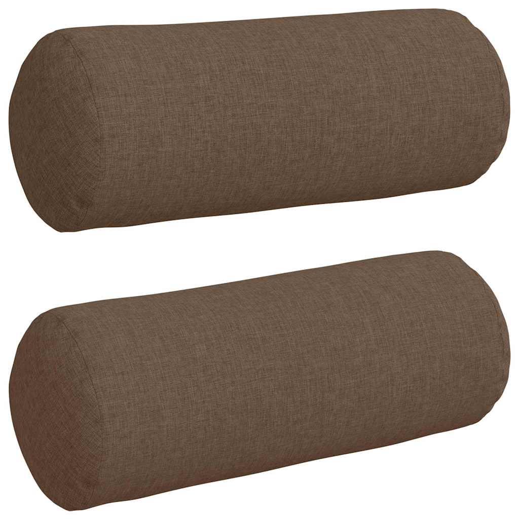 Vidaxl bolster kussens 2 stuks bruin ø 15 x 40 cm stof