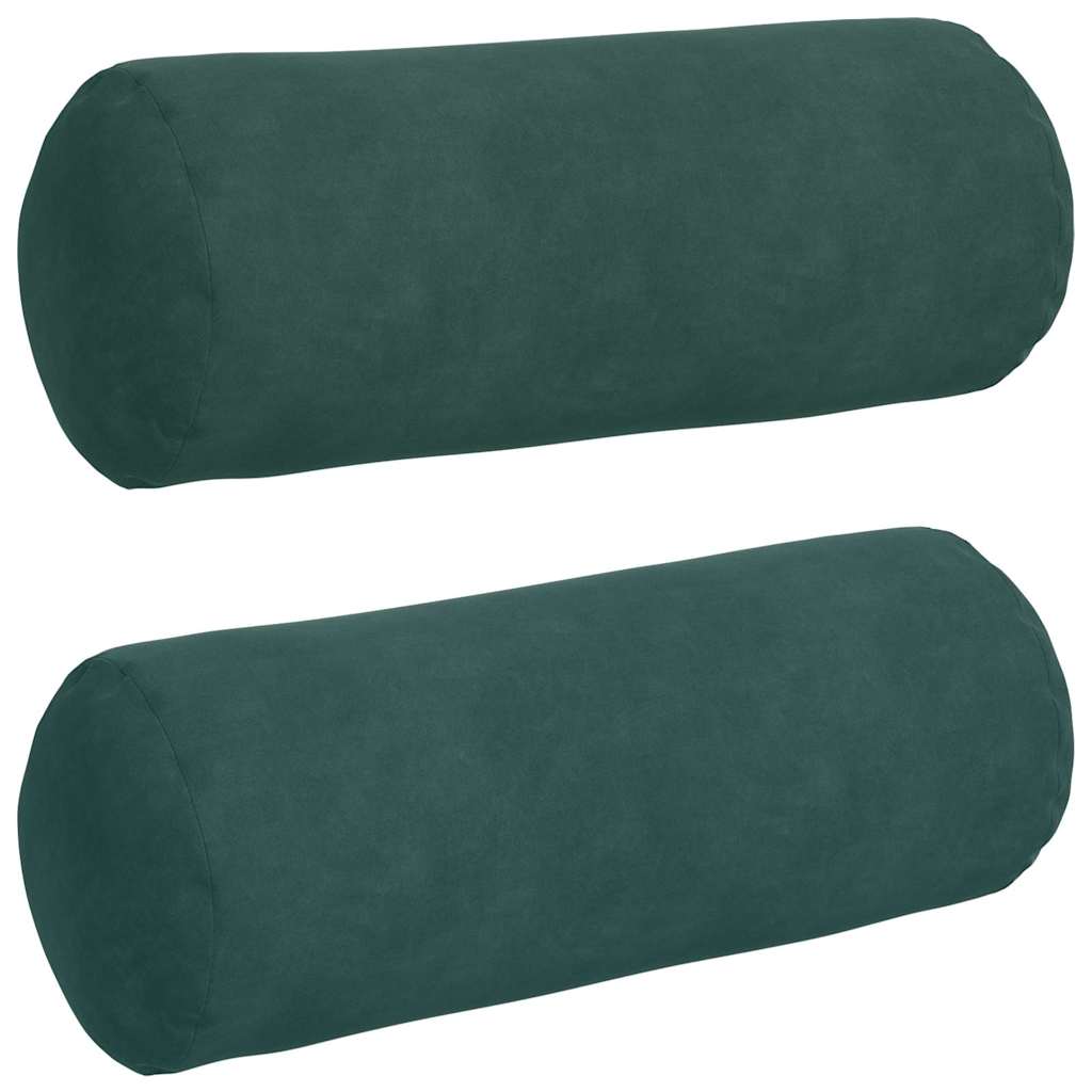 Vidaxl bolster kussens 2 stuks donkergroen ø 15 x 40 cm cordstof