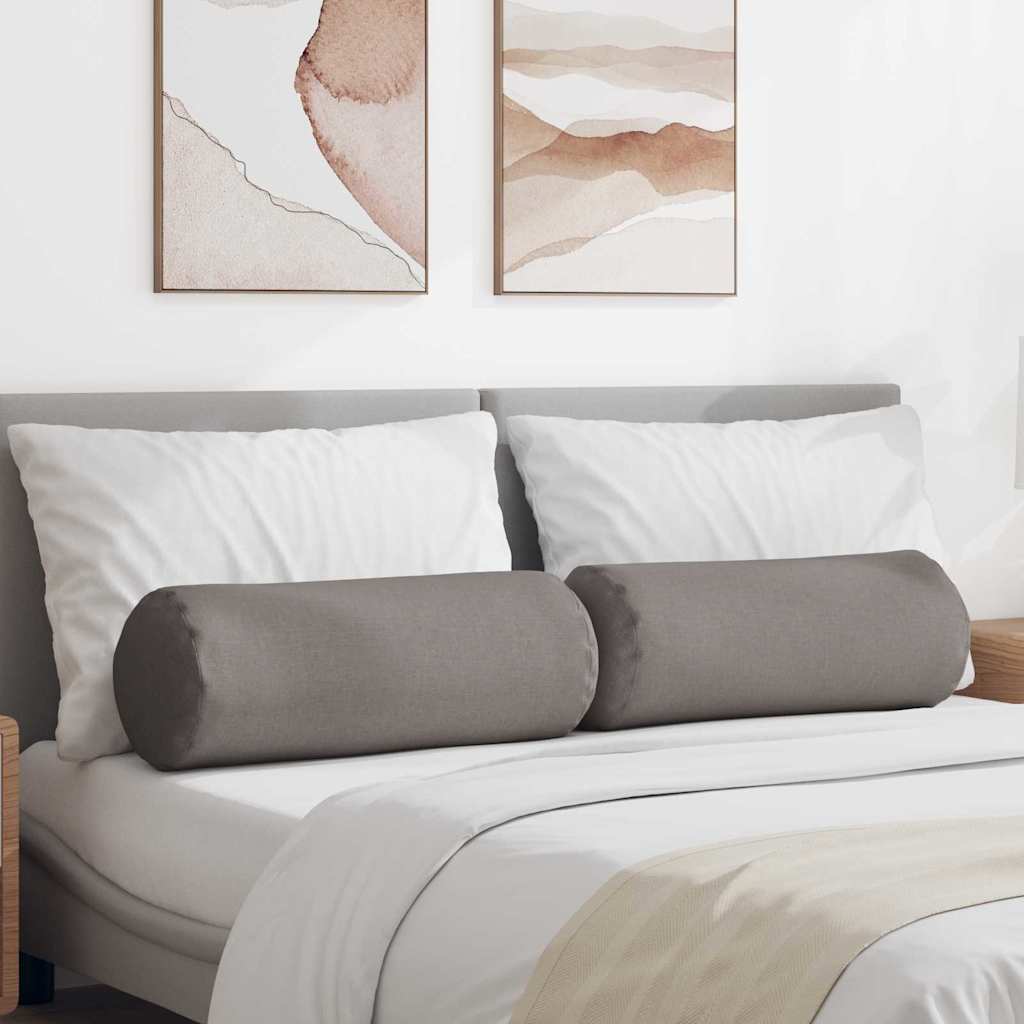 Vidaxl bolster kussens 2 stuks taupe ø 25 x 70 cm stof