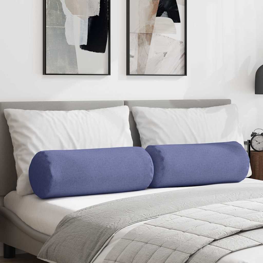 Vidaxl bolster kussens 2 stuks jeans blauw ø 25 x 70 cm stof
