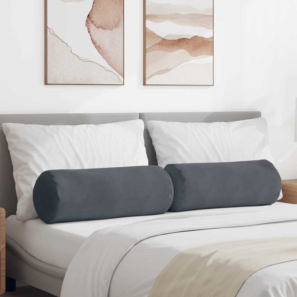 Vidaxl bolster kussens 2 stuks donkergrijs ø 25 x 70 cm cordstof