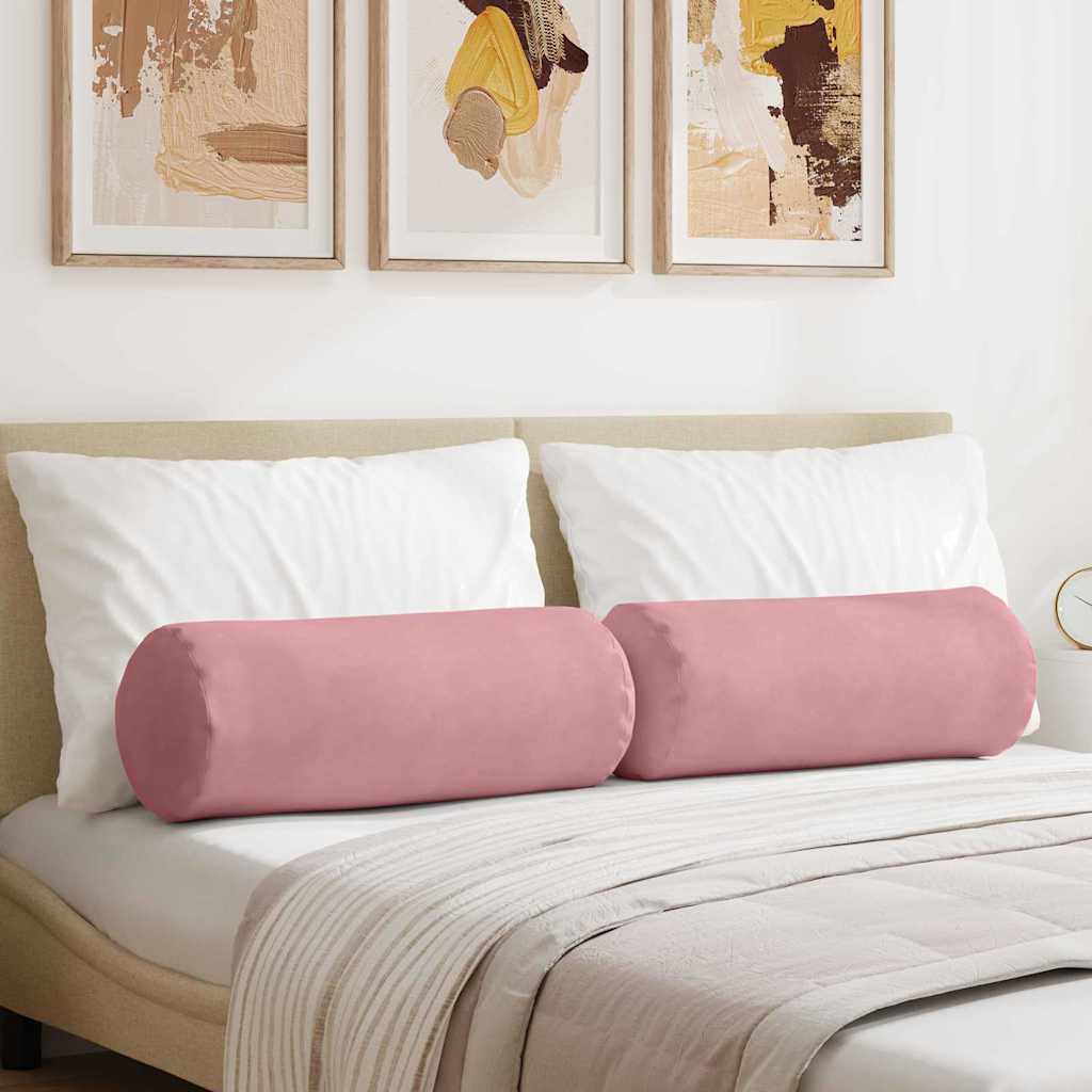 Vidaxl bolster kussens 2 stuks roze ø 25 x 70 cm cordstof