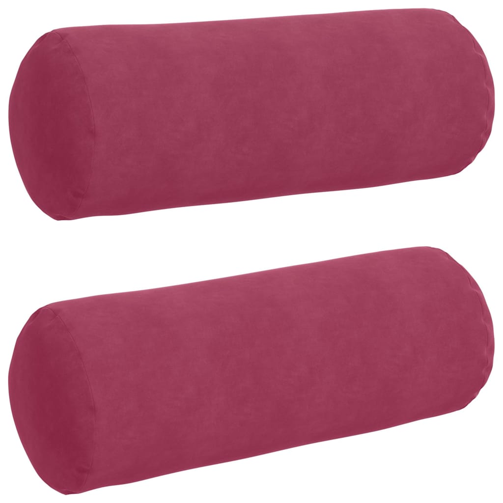 Vidaxl bolster kussens 2 stuks wijnrood ø 25 x 70 cm cordstof