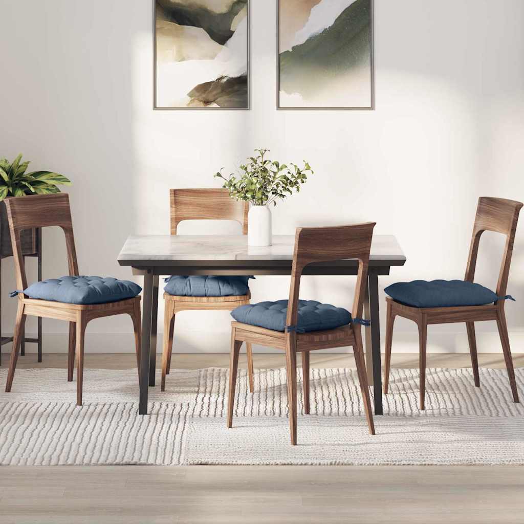 Vidaxl zitkussens 4 pcs blauw 40 x 40 x 6 cm katoen stof