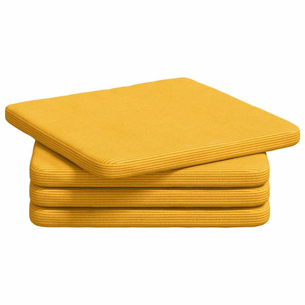 Vidaxl zitkussens 4 pcs lichtgeel 40 x 40 x 3 cm katoen stof