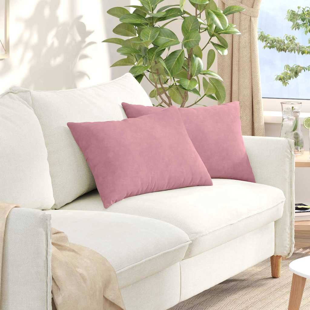Vidaxl sofa kussens 2 stuks roze 60 x 40 cm cordstof