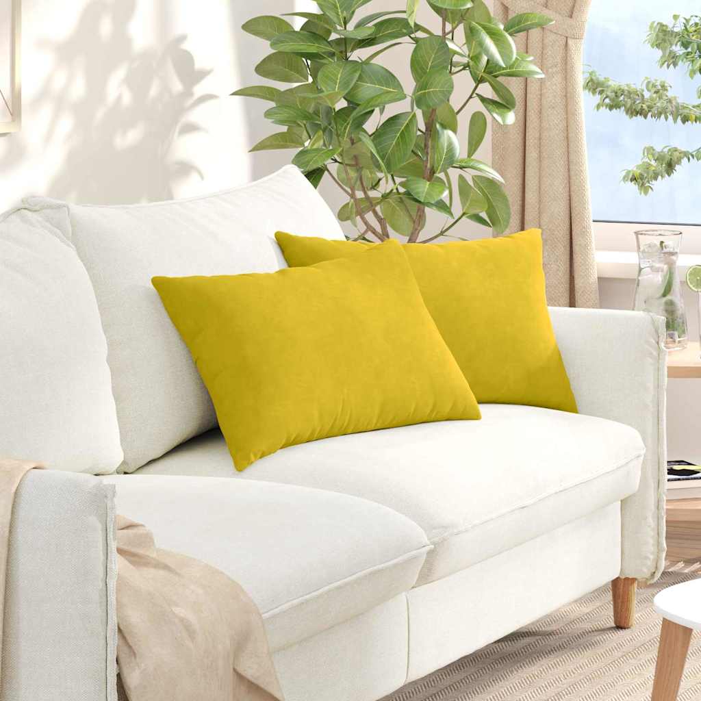 Vidaxl sofa kussens 2 stuks geel 60 x 40 cm cordstof