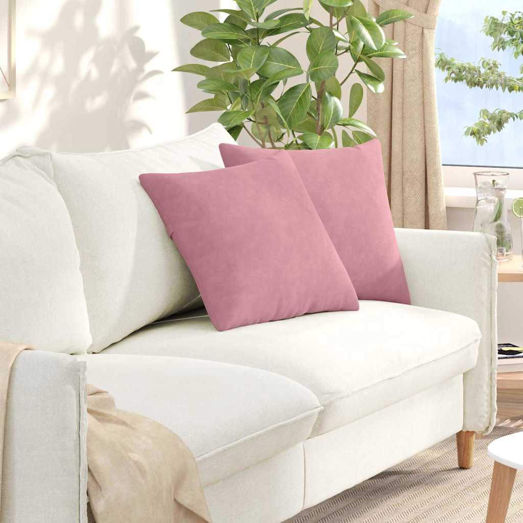 Vidaxl sofa kussens 2 stuks roze 45 x 45 cm cordstof