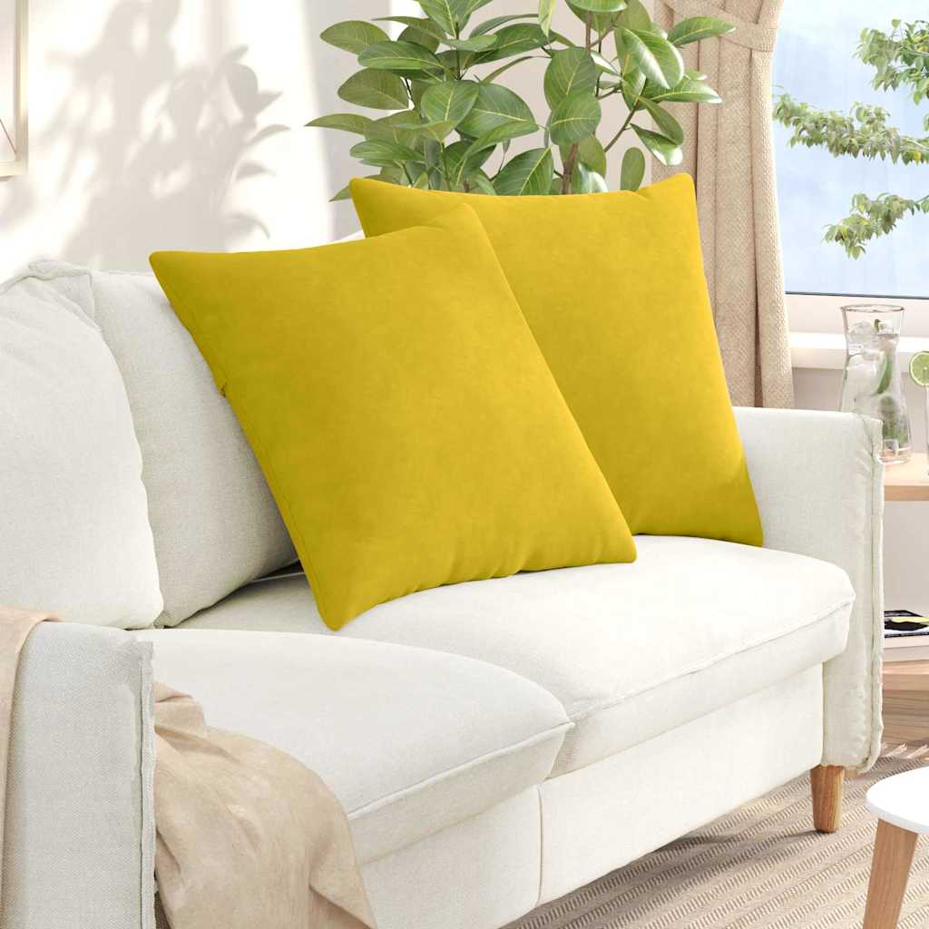 Vidaxl sofa kussens 2 stuks geel 80 x 80 cm cordstof