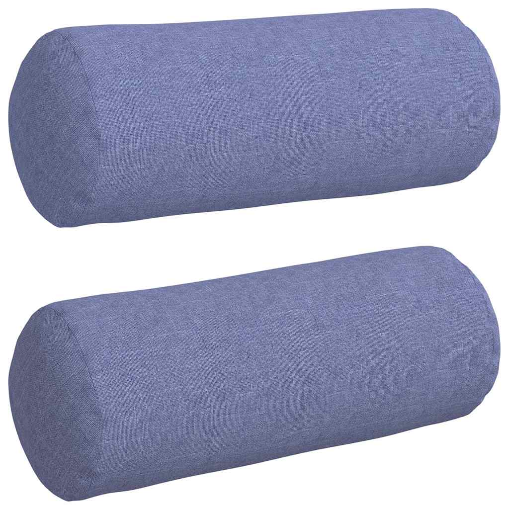 Vidaxl bolster kussens 2 stuks jeans blauw ø 15 x 40 cm stof