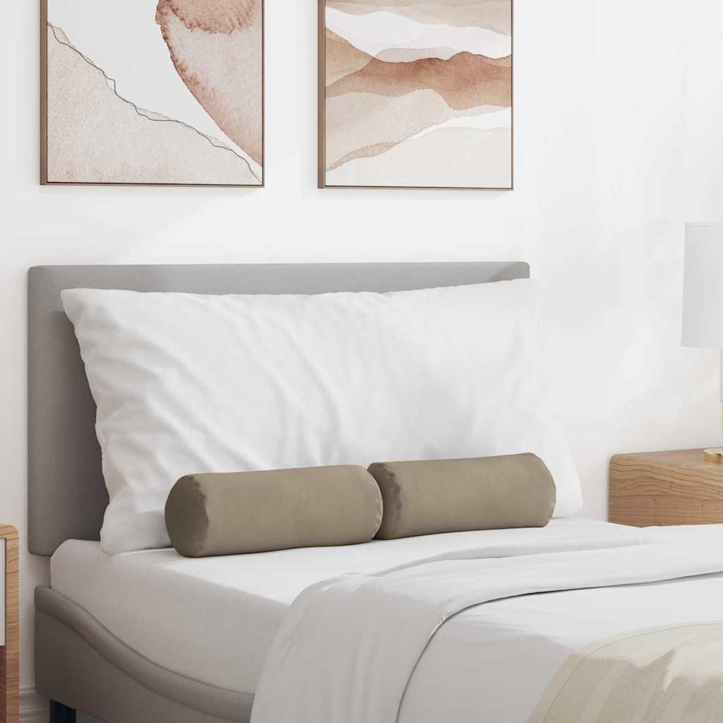 Vidaxl bolster kussens 2 stuks taupe ø 15 x 40 cm microvezel stof