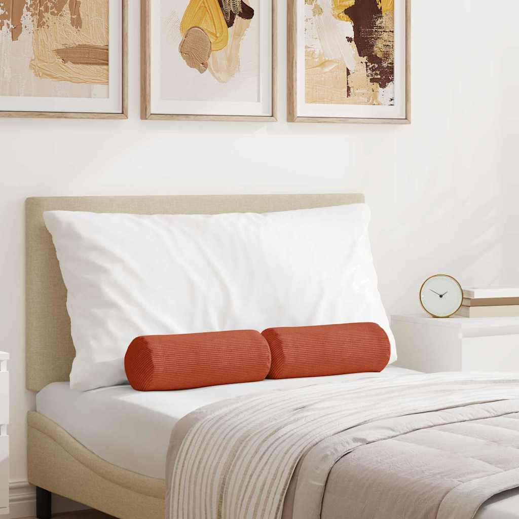 Vidaxl bolster kussens 2 stuks rood-oranje ø 15 x 40 cm cordstof