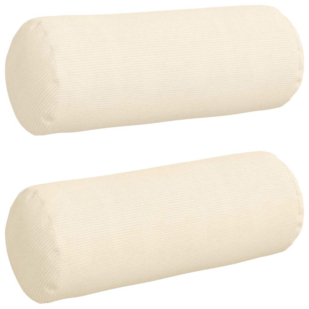 Vidaxl bolster kussens 2 stuks crème ø 25 x 70 cm cordstof
