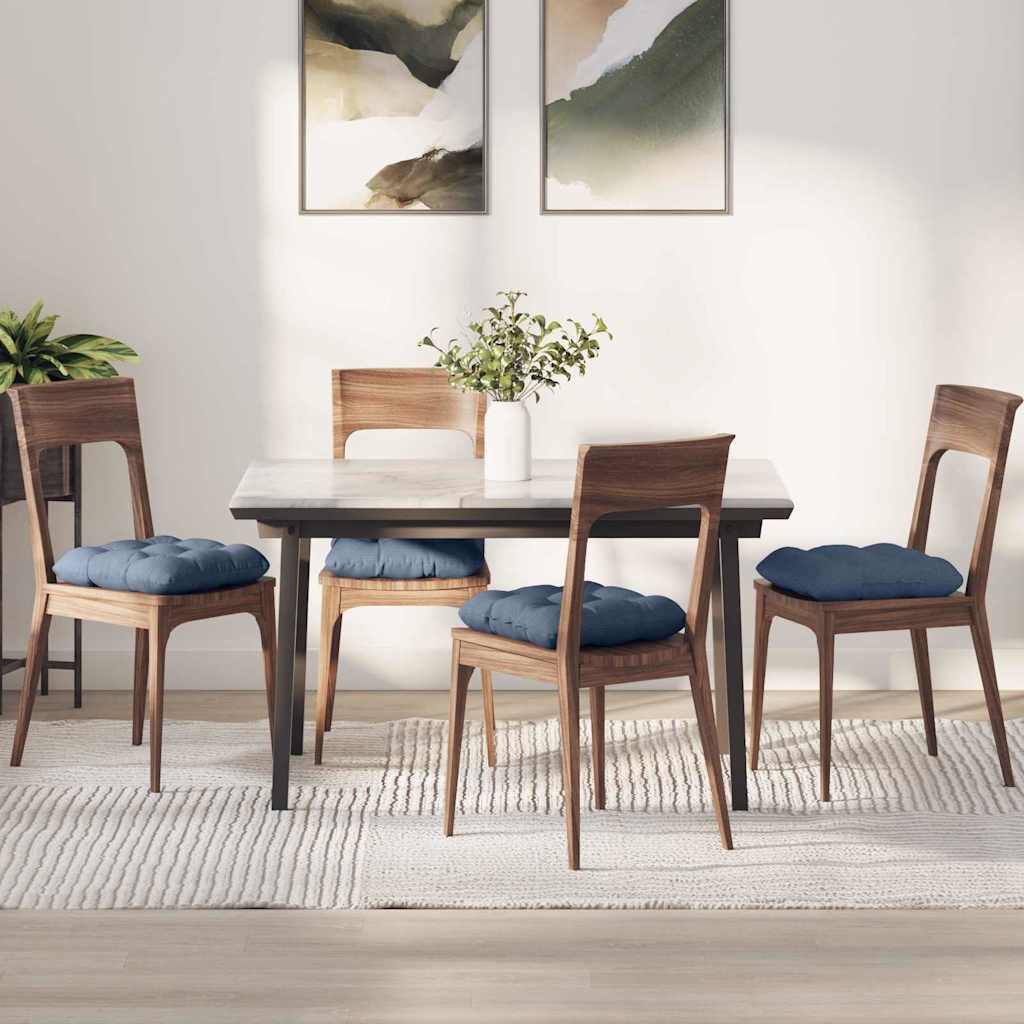 Vidaxl zitkussens 4 pcs blauw 40 x 40 cm katoen stof