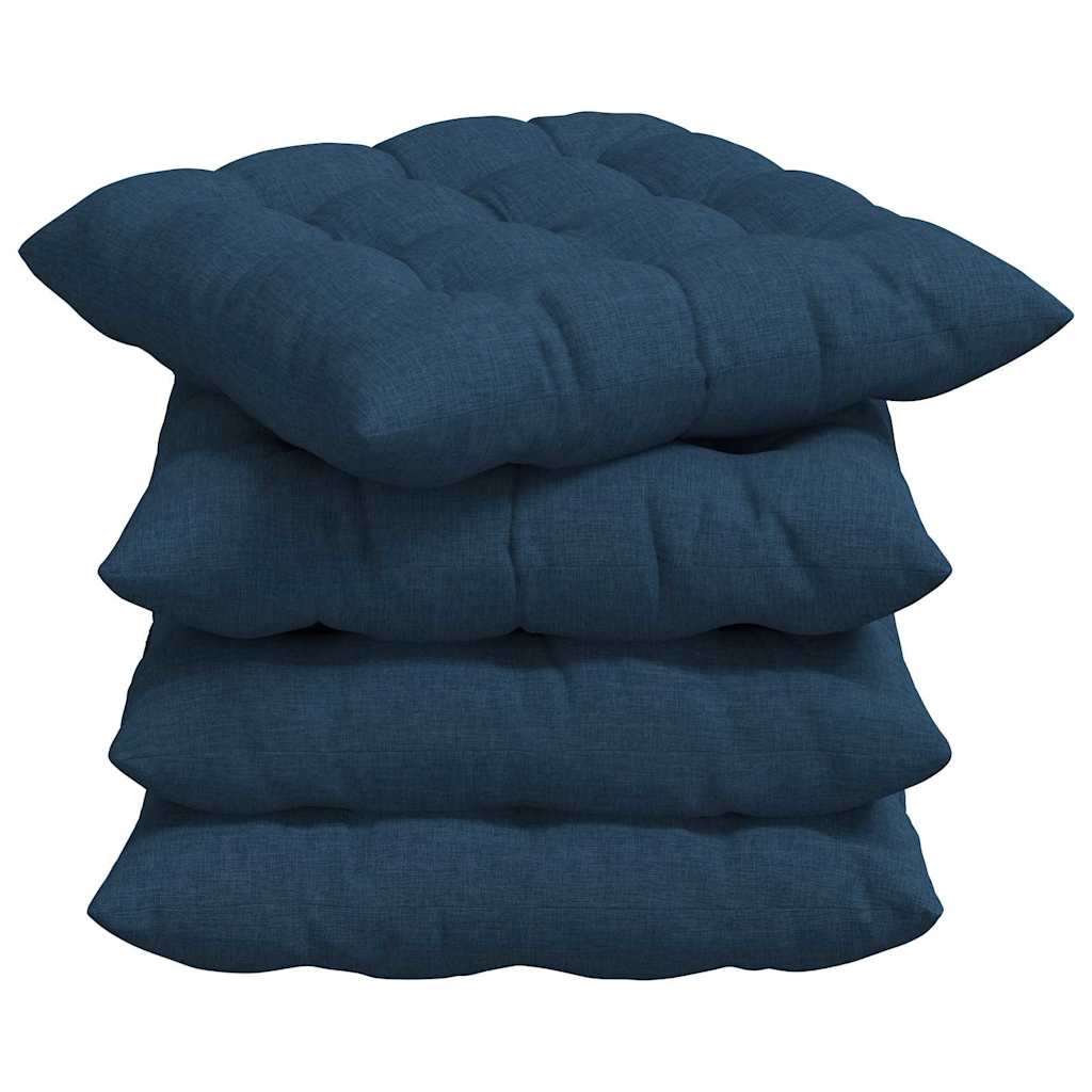 Vidaxl zitkussens 4 pcs blauw 40 x 40 x 6 cm stof