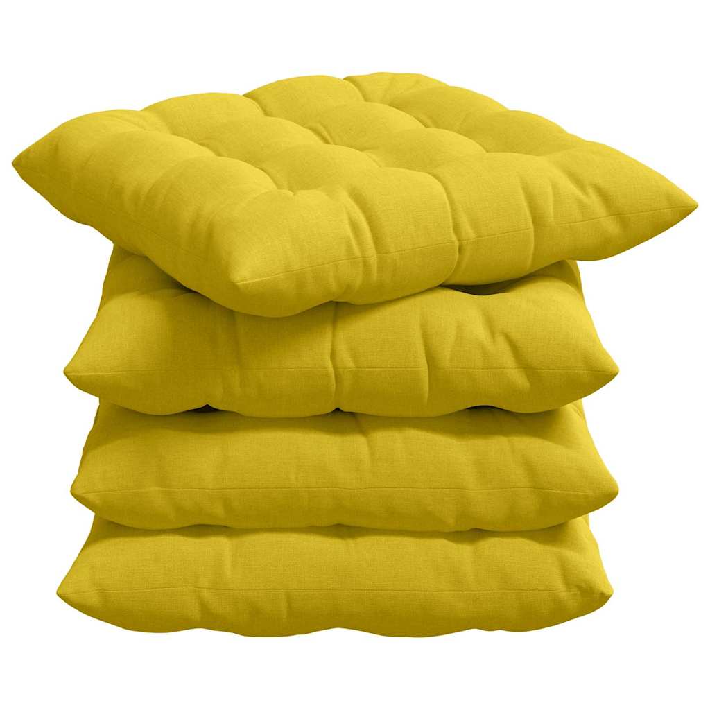 Vidaxl zitkussens 4 pcs lichtgeel 40 x 40 x 6 cm stof