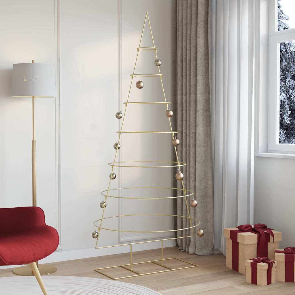 Vidaxl metalen kerstboom met standaard goud 209 cm poedergecoat staal