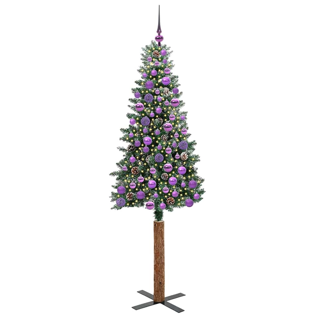 Vidaxl slanke kerstboom groen 180 cm pvc en massief dennenhout