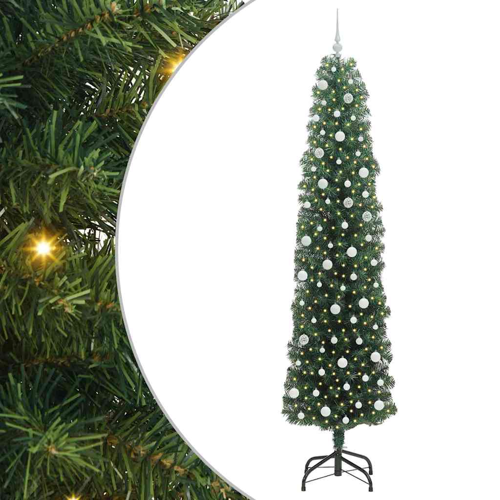 Vidaxl kunstkerstboom groen 240 cm pvc en staal en kunststof